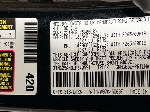 Certified 2020 Toyota Tacoma Limited AWD/4WD image 29