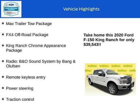 Certified 2020 Ford F150 King Ranch w/ Equipment Group 601A Luxury image 10