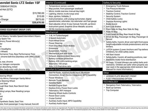 Used 2016 Chevrolet Sonic LTZ FWD image 14