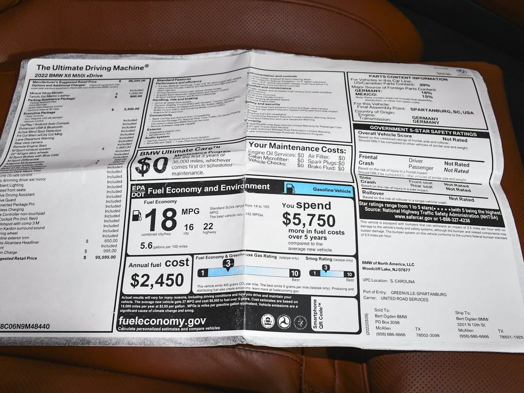 Used 2022 BMW X6 M50i w/ Executive Package AWD/4WD image 74