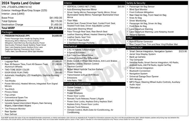 Used 2024 Toyota Land Cruiser w/ Premium Package AWD/4WD image 3