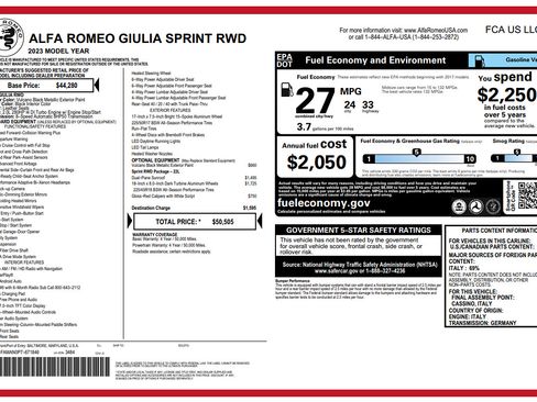 Used 2023 Alfa Romeo Giulia Sprint RWD image 2