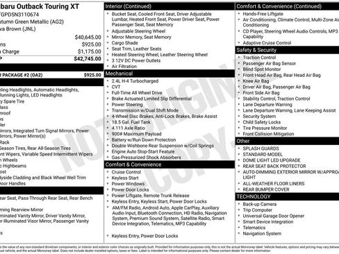 Certified 2022 Subaru Outback Touring XT w/ Popular Package #2 image 6