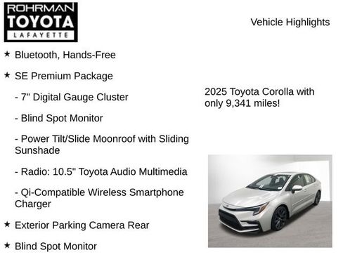 Used 2025 Toyota Corolla SE w/ SE Premium Package AWD/4WD image 8