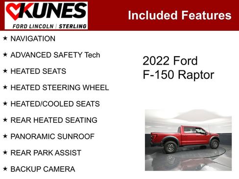 Used 2022 Ford F150 Raptor w/ Equipment Group 801A High AWD/4WD image 2