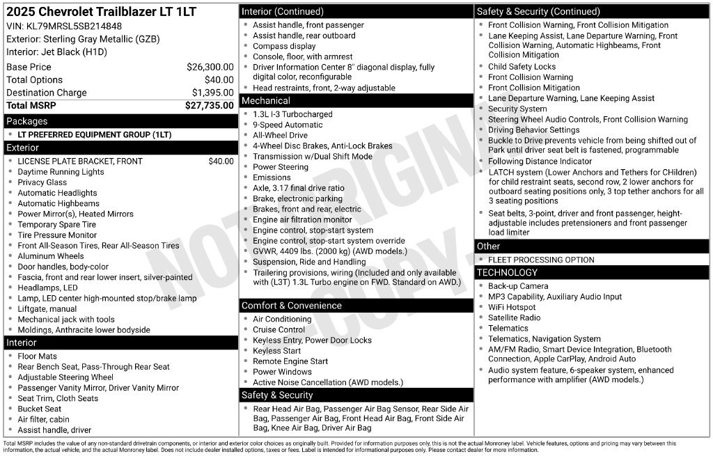 Used 2025 Chevrolet TrailBlazer LT AWD/4WD image 1
