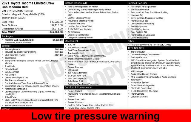 Used 2021 Toyota Tacoma Limited w/ Nightshade Package AWD/4WD image 39
