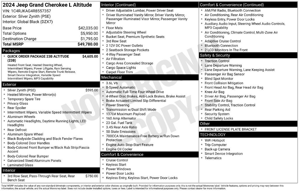 Used 2024 Jeep Grand Cherokee L Laredo AWD/4WD image 37