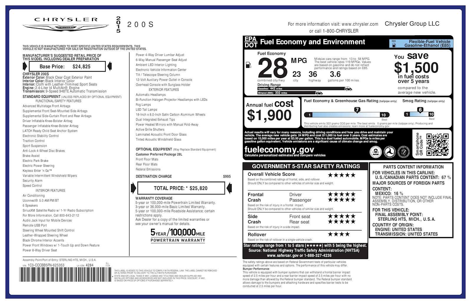 Used 2015 Chrysler 200 S FWD image 28