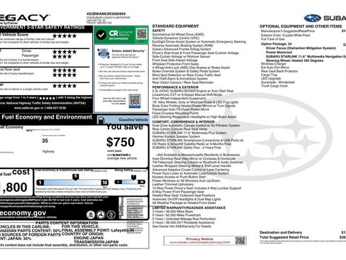 Used 2024 Subaru Legacy Limited AWD/4WD image 2