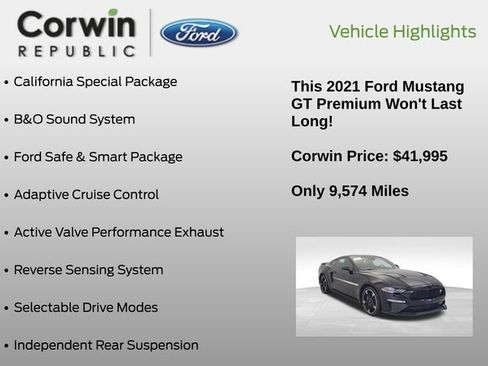 Used 2021 Ford Mustang GT Premium w/ California Special Package image 7