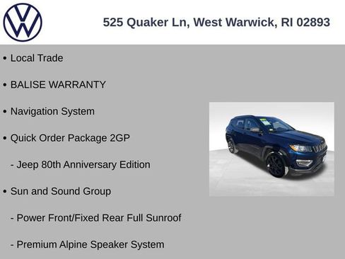 Used 2021 Jeep Compass 80th Special Edition w/ Sun and Sound Group image 6