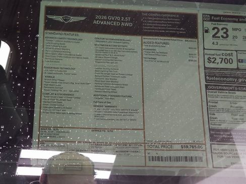 Used 2026 Genesis GV70 2.5T Advanced w/ G1 Accessory Package AWD/4WD image 33