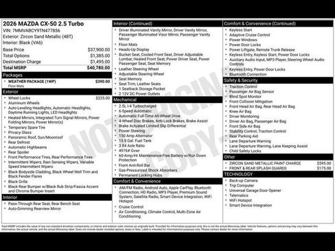 New 2026 MAZDA CX-50 AWD 2.5 S w/ Weather Package image 2