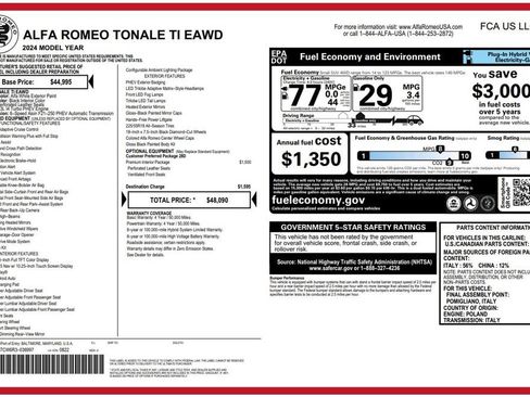 Used 2024 Alfa Romeo Tonale Ti w/ Premium Interior Package AWD/4WD image 3