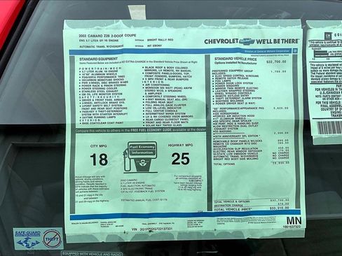 Used 2002 Chevrolet Camaro Z28 w/ SS Performance/Appearance Pkg RWD image 33
