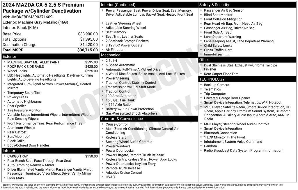 Certified 2024 MAZDA CX-5 AWD 2.5 S w/ Premium Package image 15