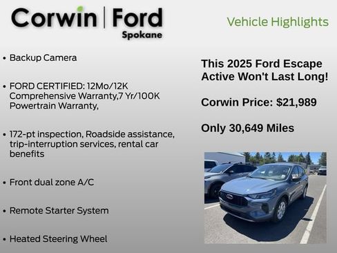 Used 2025 Ford Escape Active AWD/4WD image 12