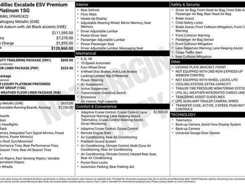 Certified 2023 Cadillac Escalade ESV Premium Luxury Platinum w/ Heavy-Duty Trailer Package AWD/4WD image 47