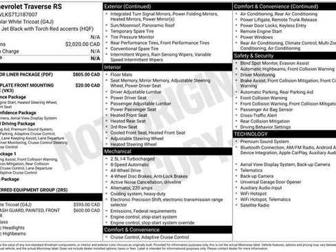 Used 2026 Chevrolet Traverse RS w/ LPO, Floor Liner Package AWD/4WD image 2