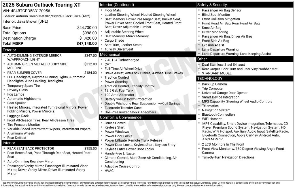 Used 2025 Subaru Outback Touring XT AWD/4WD image 29
