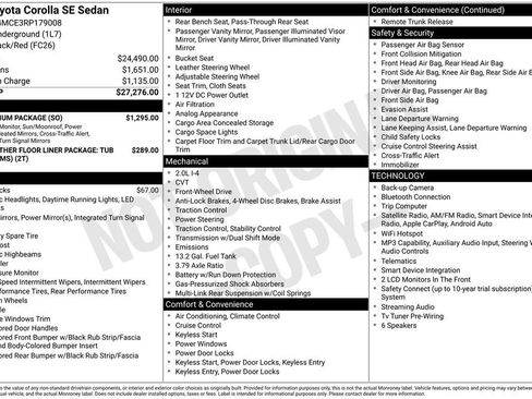 Used 2024 Toyota Corolla SE w/ SE Premium Package FWD image 3