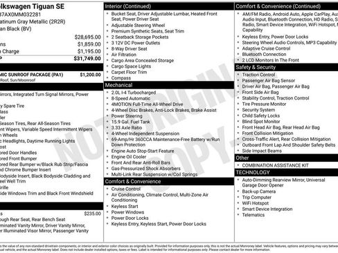 Used 2021 Volkswagen Tiguan SE w/ Panoramic Sunroof Package AWD/4WD image 27
