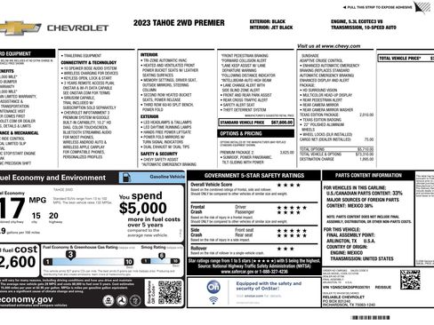 Used 2023 Chevrolet Tahoe Premier w/ Premium Package 2 RWD image 3
