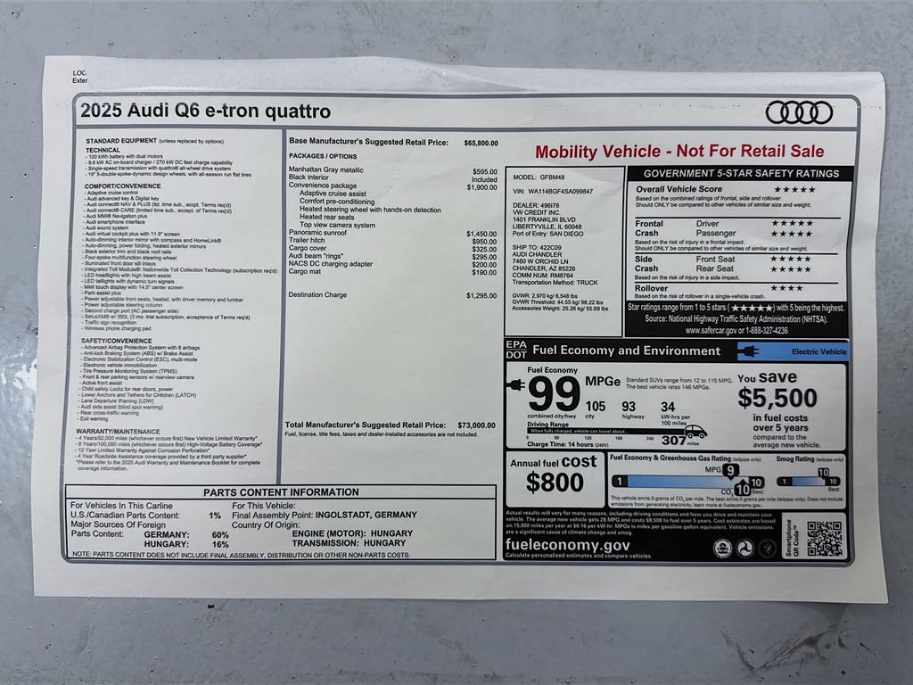 Used 2025 Audi Q6 e-tron Premium AWD/4WD image 10
