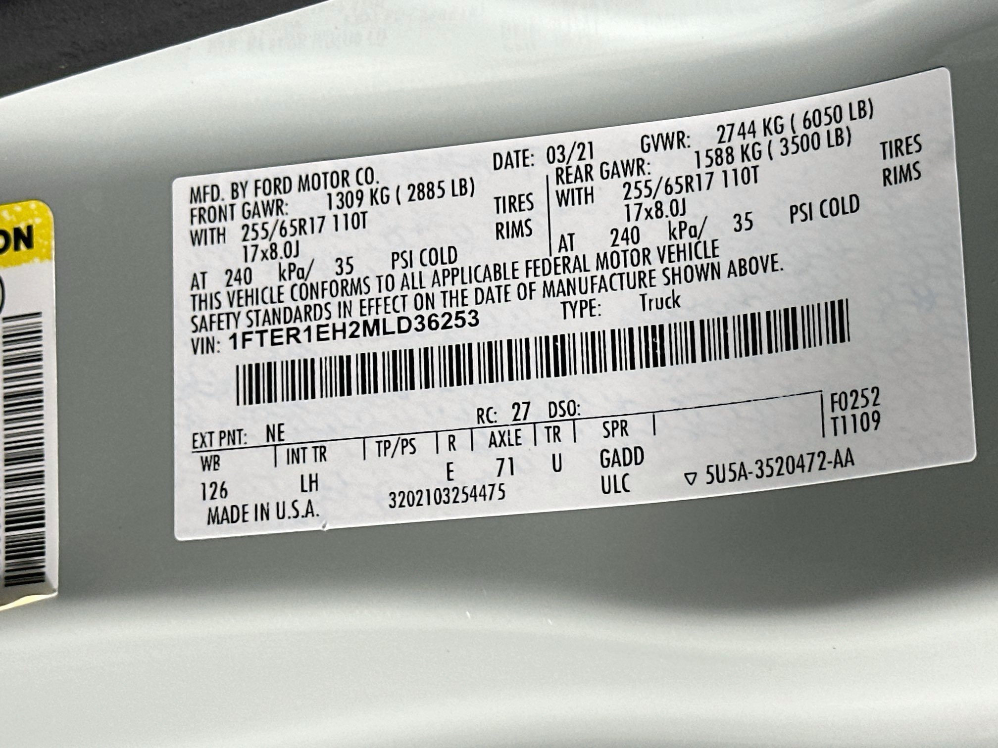 Used 2021 Ford Ranger XL w/ Equipment Group 101A High RWD image 12