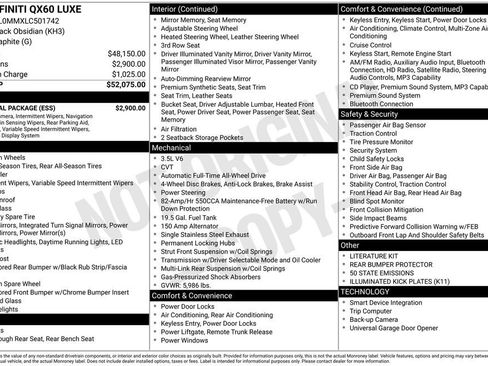 Used 2020 INFINITI QX60 Luxe w/ Essential Package image 43