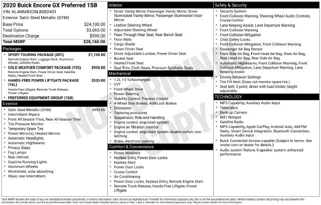 Used 2020 Buick Encore GX Preferred w/ Sport Touring Package FWD image 15