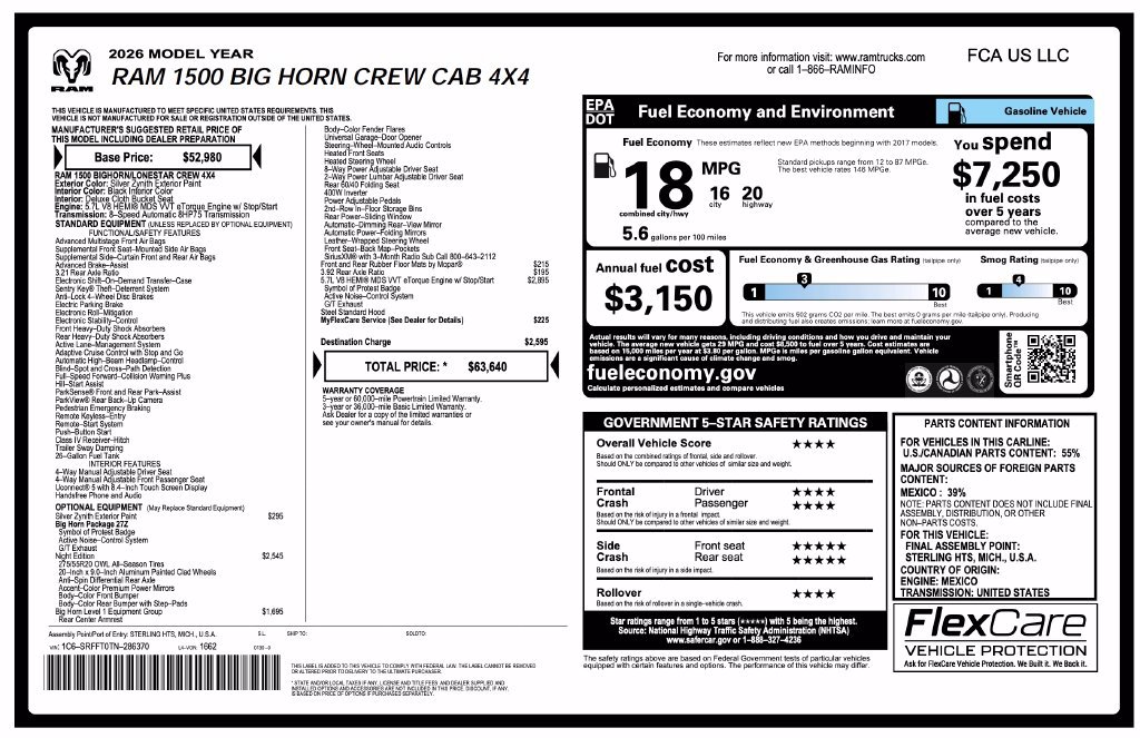New 2026 RAM 1500 Big Horn w/ Night Edition AWD/4WD image 2