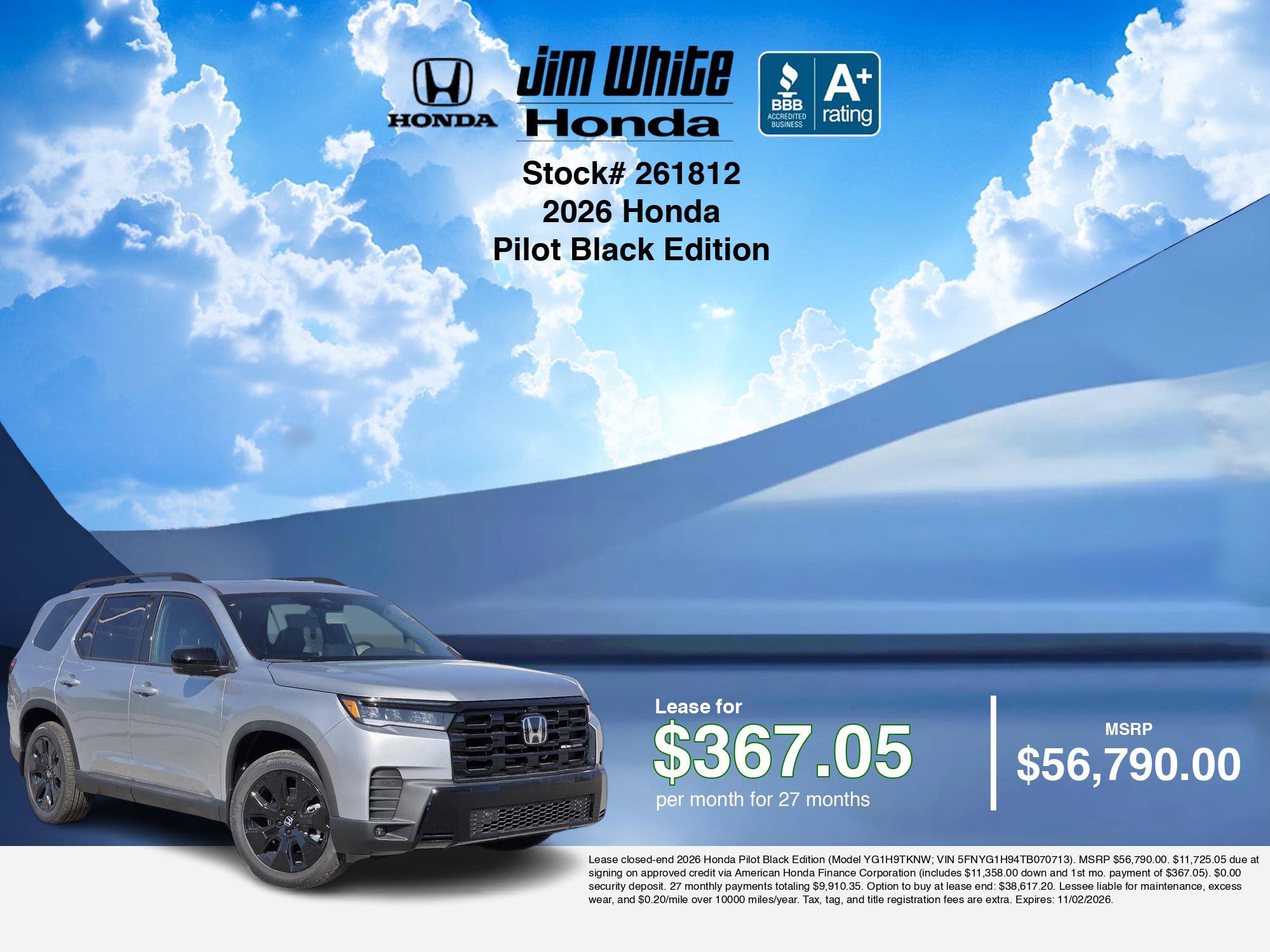 New 2026 Honda Pilot Black Edition image 5