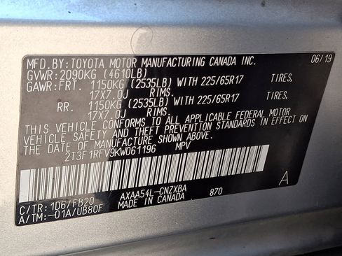 Used 2019 Toyota RAV4 LE w/ All Weather Liner Package AWD/4WD image 26