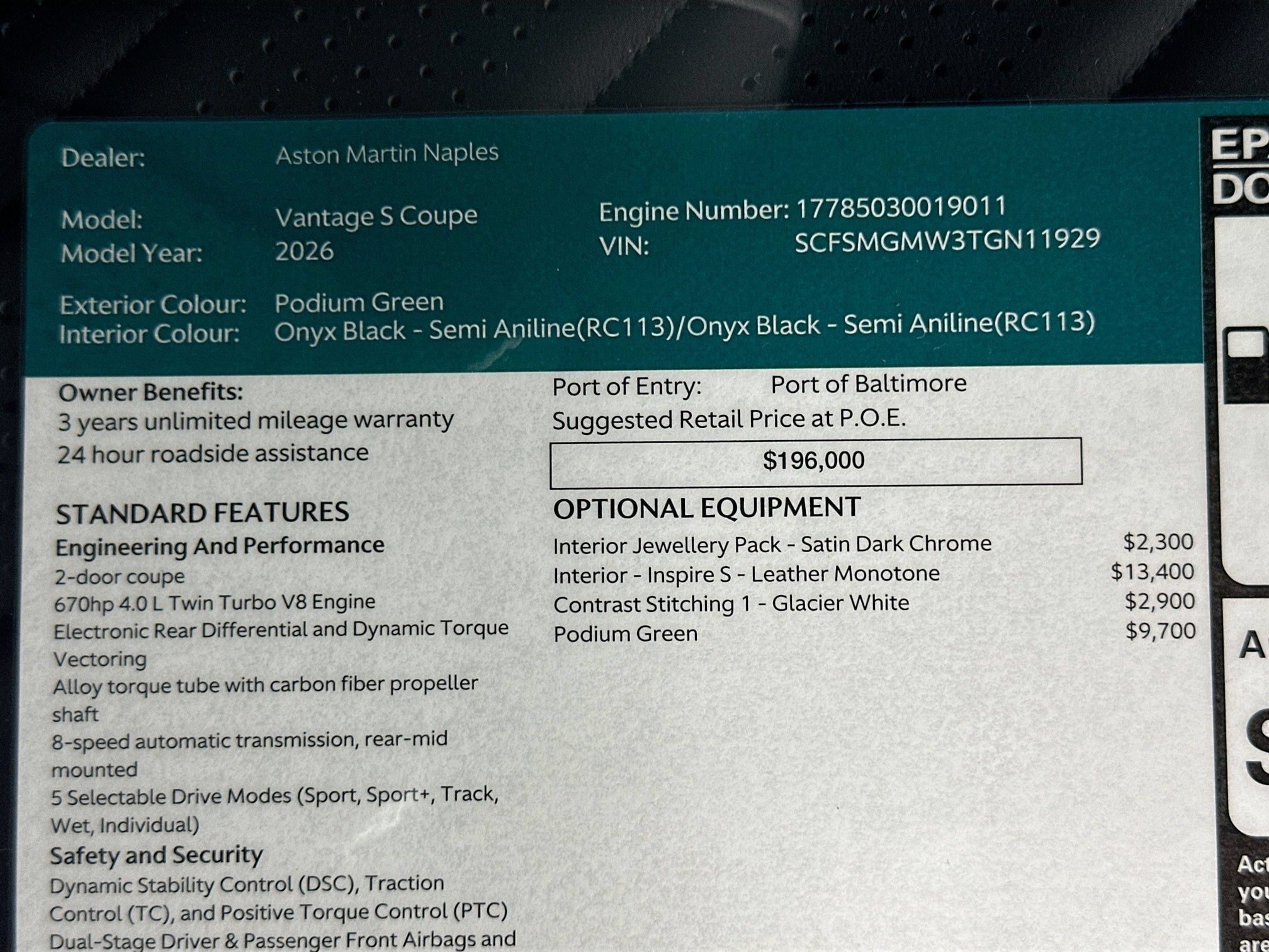 New 2026 Aston Martin V8 Vantage S RWD image 26