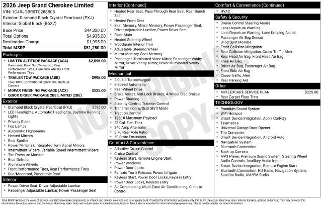 New 2026 Jeep Grand Cherokee Limited w/ Limited Altitude Package RWD image 28