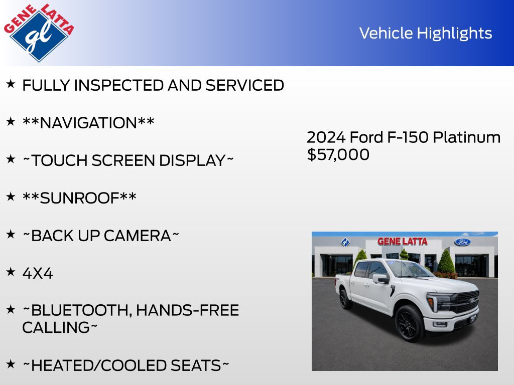 Certified 2024 Ford F150 Platinum w/ Equipment Group 702A High AWD/4WD image 36