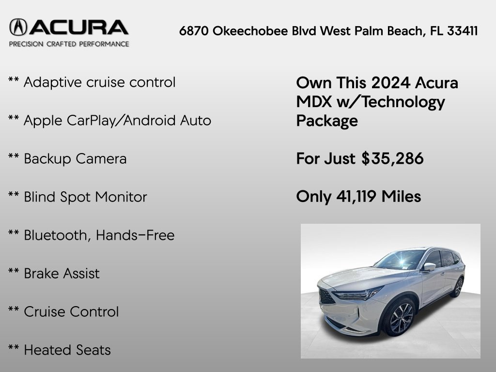 Certified 2024 Acura MDX w/ Technology Package FWD image 7