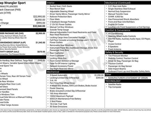 Used 2015 Jeep Wrangler Sport w/ Quick Order Package 24S image 20