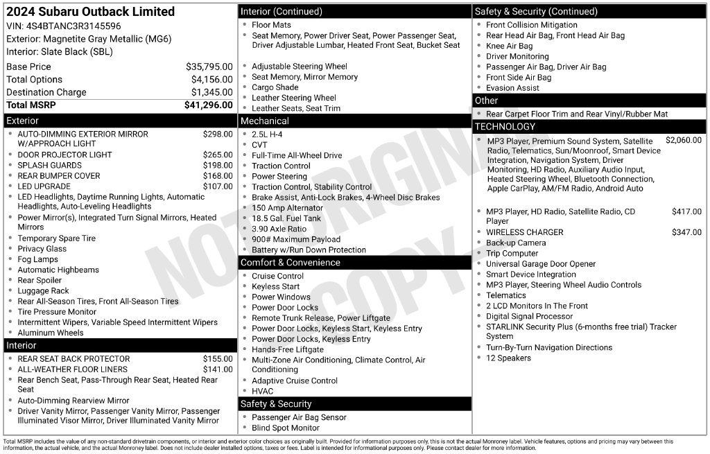Certified 2024 Subaru Outback Limited AWD/4WD image 41