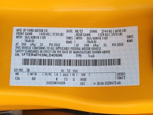 Certified 2022 Ford Ranger Lariat w/ Equipment Group 501A High image 19