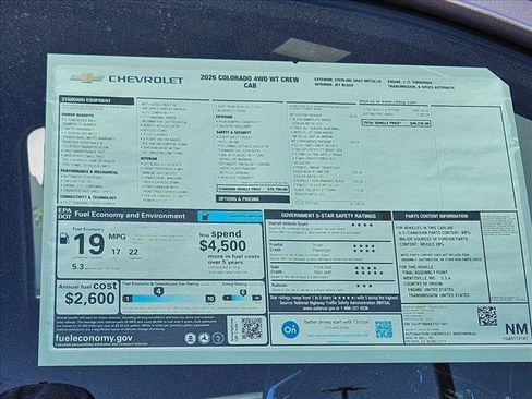 New 2026 Chevrolet Colorado W/T w/ WT Custom Package AWD/4WD image 18