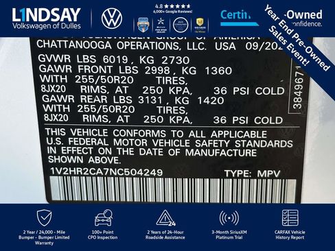 Certified 2022 Volkswagen Atlas SE image 29
