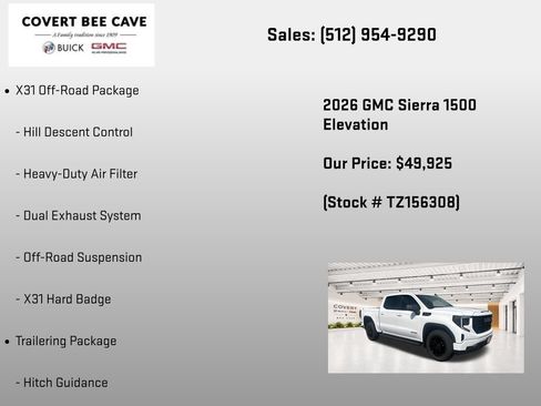 New 2026 GMC Sierra 1500 Elevation w/ X31 Off-Road Package AWD/4WD image 32