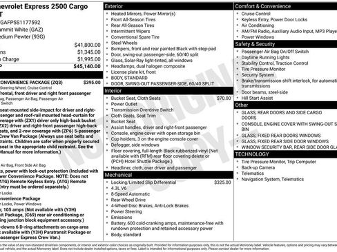 New 2025 Chevrolet Express 2500 w/ Driver Convenience Package RWD image 61