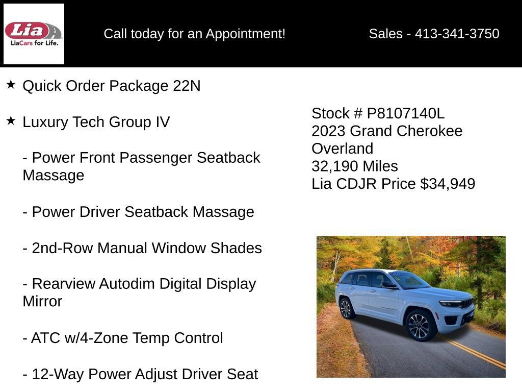 Certified 2023 Jeep Grand Cherokee Overland w/ Luxury Tech Group IV AWD/4WD image 6