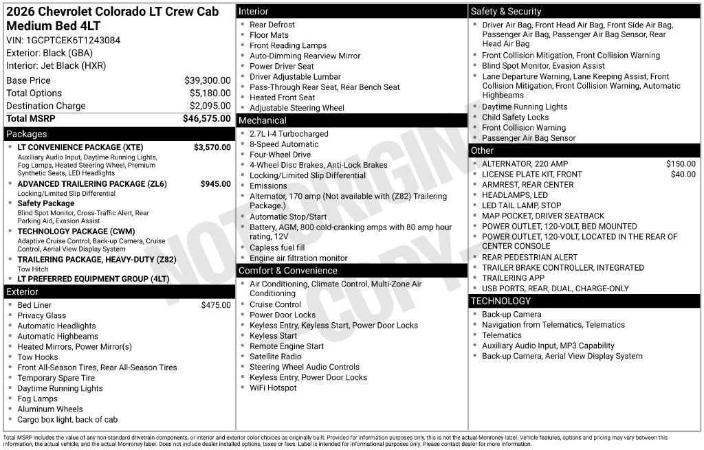 New 2026 Chevrolet Colorado LT w/ LT Convenience Package AWD/4WD image 2