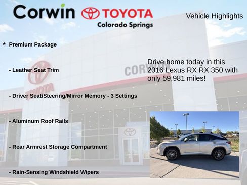 Used 2016 Lexus RX 350 FWD w/ Premium Package image 7