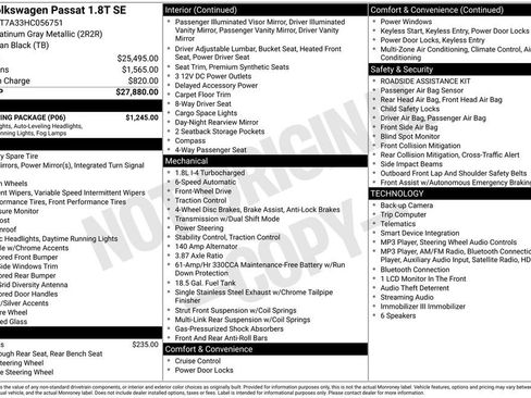 Used 2017 Volkswagen Passat 1.8T SE w/ SE Lighting Package FWD image 11